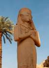 Africa, Egypt, Luxor. Close view of a statue in the Valley of the Kings at sunrise. Art Print